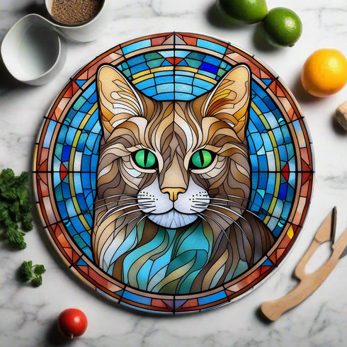 Cat Tabby Glass Suncatcher Worktop Saver